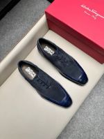 Ferragamo Blue calfskin Leather Shoes-Ferragamo Man Business Leather Shoes